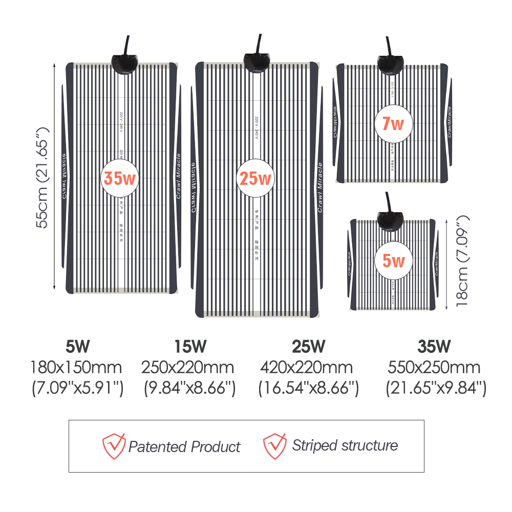 5W 15W 25W 35W Graphene Reptil - đánh giá và giá Reptile Heating Mat